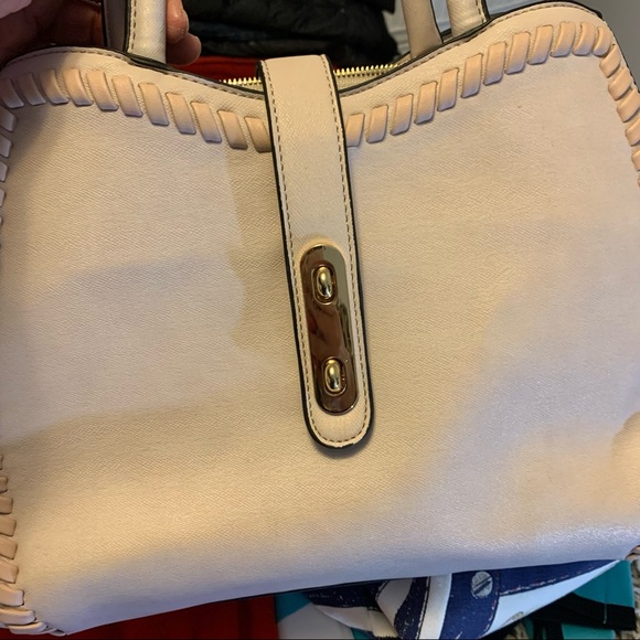 BLUSH PINK purse with rope trim and rope trim strap. Beautiful leopard interior. - Picture 6 of 16